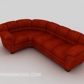 American Red Leather Sofa 3d model
