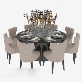 American Round Dining Table Chair 3d model