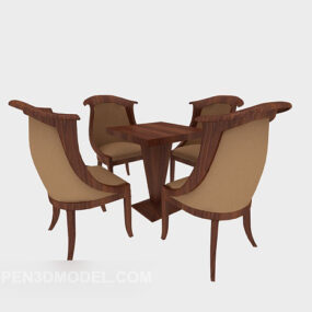 美式简约休闲桌椅套装3d模型