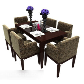American Six-person Table 3d model