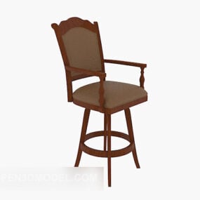 Amerikkalainen Solid Wood Bar Chair 3D-malli