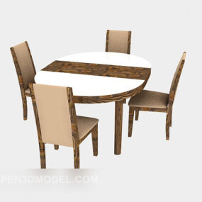 American Solid Wood Home Dining Table 3d model