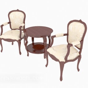 American Style Casual Table Chair Set 3d model