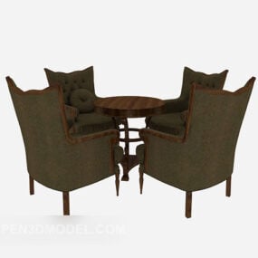 American Style Casual Table Chairs 3d model