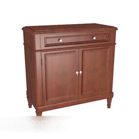 3д модель шкафчика в американском стиле коричневого цвета