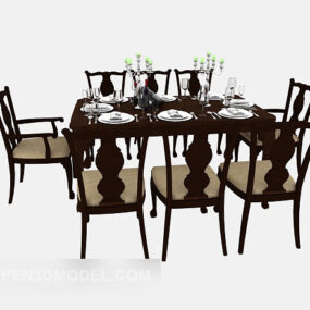 Table à manger minimaliste de style américain modèle 3D