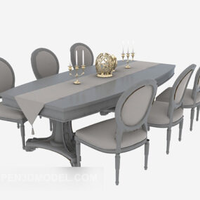 美式传统实木桌子3d模型