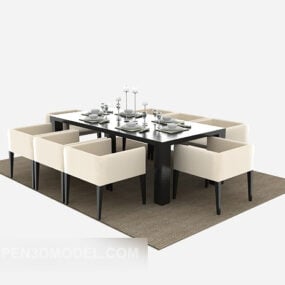 American Wooden Dining Table Chair 3d model
