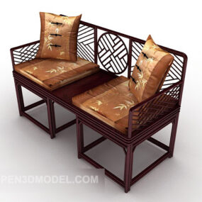 Antique Chinese Sofa Wood Carved 3d model