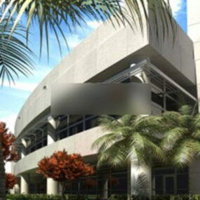 Villa Arc Shaped Building 3d-modell