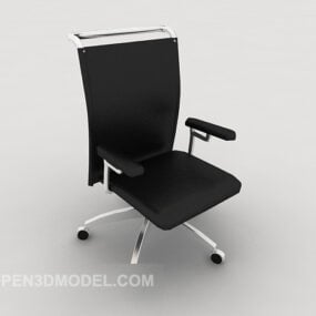 3д модель офисного стула черного кожаного типа с подлокотниками