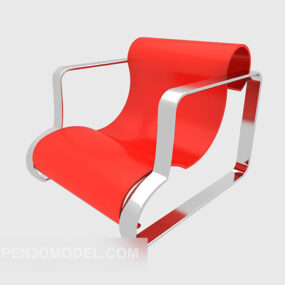 3д модель красного кресла с подлокотниками