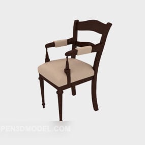 Armrail Solid Wood Dining Chair 3d model