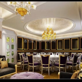 3д модель роскошного обеденного зала с классическим оформлением