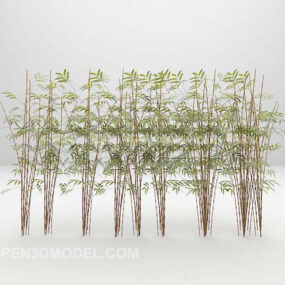 Green Bamboo Plant Hedge 3d model