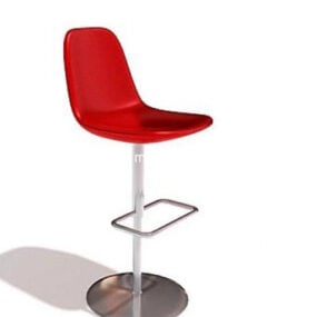 Chaise de bar avec coussin en plastique rouge modèle 3D