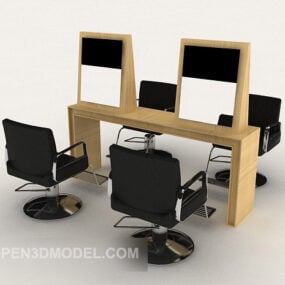 Berber Dükkanı Masa ve Sandalye Kombinasyonu 3d model