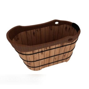 Modello 3d della vasca da bagno in legno