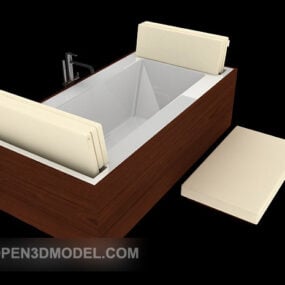 White Bathtub On Marble Floor 3d model