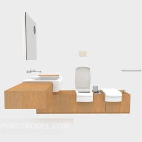 Modelo 3D de decoração moderna de espelho de armário de banheiro
