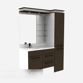 Armário com espelho, móveis de banheiro, modelo 3d