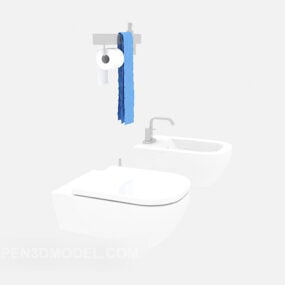 Toilettes de salle de bains, petite pièce de salle de bains modèle 3D