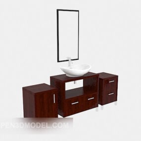 Washbasin With Table Chair And Cabinet 3d model