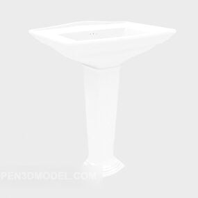 Modelo 3d de lavatório branco para banheiro