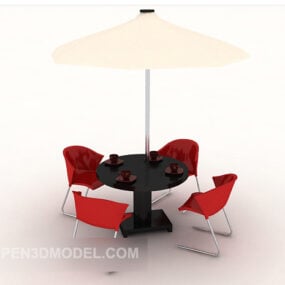 Şemsiyeli Plaj Şezlongu 3D model