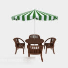 Beach parasols and dining chair 3d model