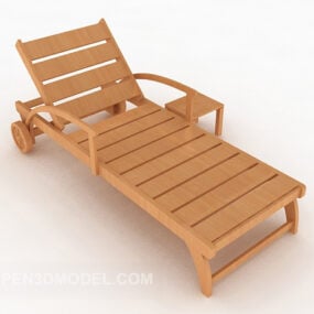 כסאות נוח מעץ מלא בחוף דגם תלת מימד