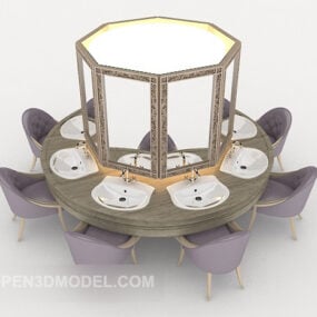 Beauty Salon Makeup Table And Chairs 3d model