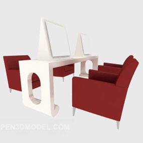 Beauty Salon Table Chair Set 3d model