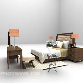 Bed Combination With Console Table 3d model