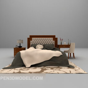 Bed Large Size Classic Furniture 3d model
