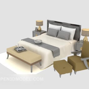Bed With Chair Daybed 3d model