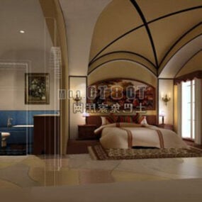 Schlafzimmer-Western-Dekor, antike Decke, 3D-Modell