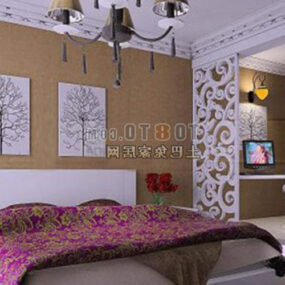 Modello 3d della decorazione della partizione vuota della camera da letto