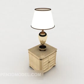 Bedside Table With Table Lamp 3d model