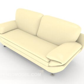 3д модель бежевого двуспального дивана