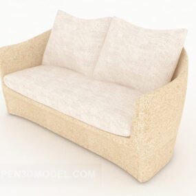 Beige Light Elegant Double Sofa 3d model