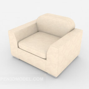 Μπεζ τετράγωνος μονός καναπές 3d μοντέλο