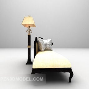Bench Sofa Furniture With Floor Lamp 3d model