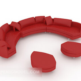 3д модель большого красного домашнего дивана