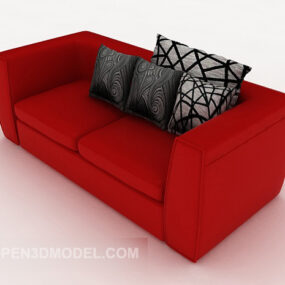 Big Red Home Double Sofa Furniture 3d model