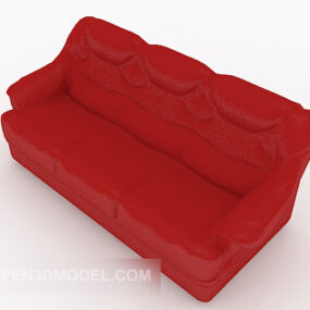 3д модель большого красного домашнего многопользовательского дивана