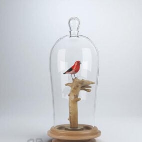 Modelo 3D de decoração de gaiola de vidro para pássaros