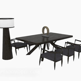 Black Wood American Dining Chair 3d model