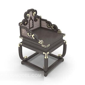 Cadeira de escultura preta de luxo asiática modelo 3d