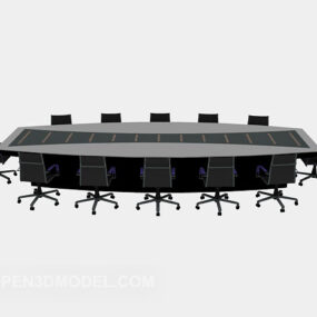 Τρισδιάστατο μοντέλο γραφείου μαύρου τραπεζιού συνεδριάσεων